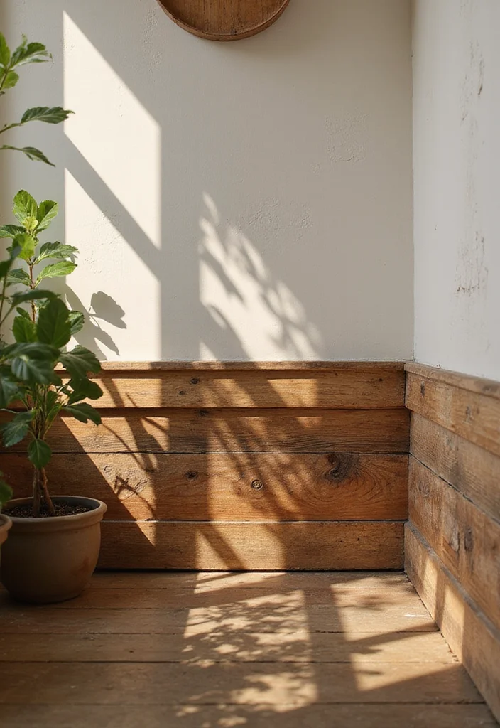 14 Bathroom Baseboard Ideas For A Finished Look - 1. Reclaimed Wood Elegance