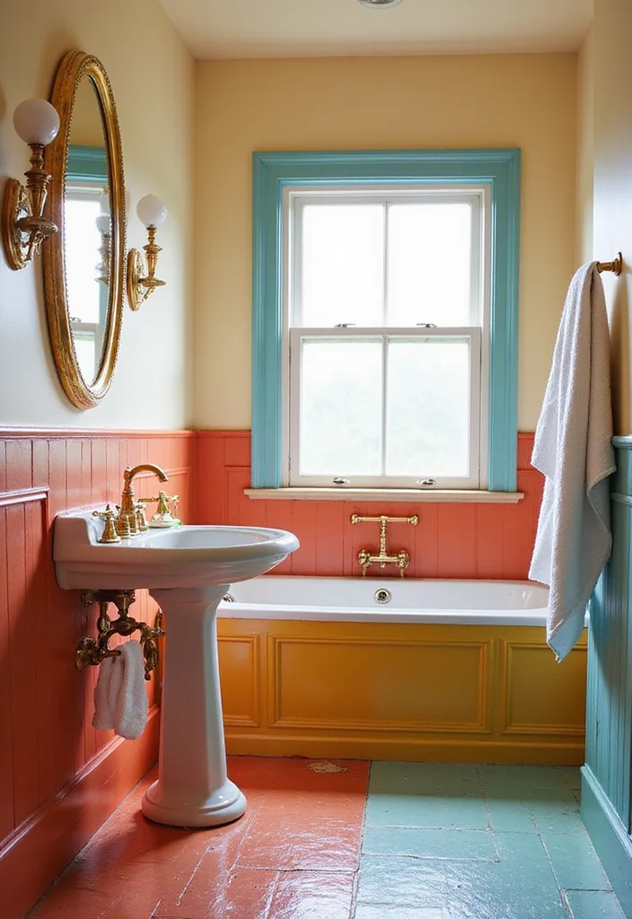 14 Bathroom Baseboard Ideas For A Finished Look - 3. Colorful Painted Baseboards