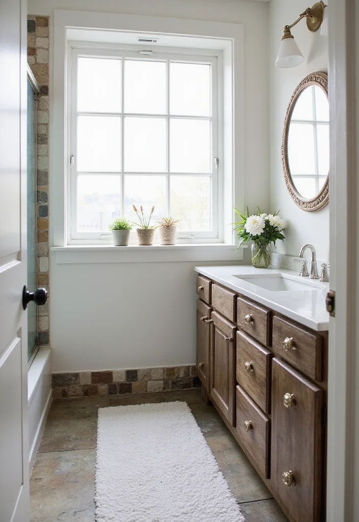 14 Bathroom Baseboard Ideas For A Finished Look - 6. Upcycled Materials for Unique Baseboards