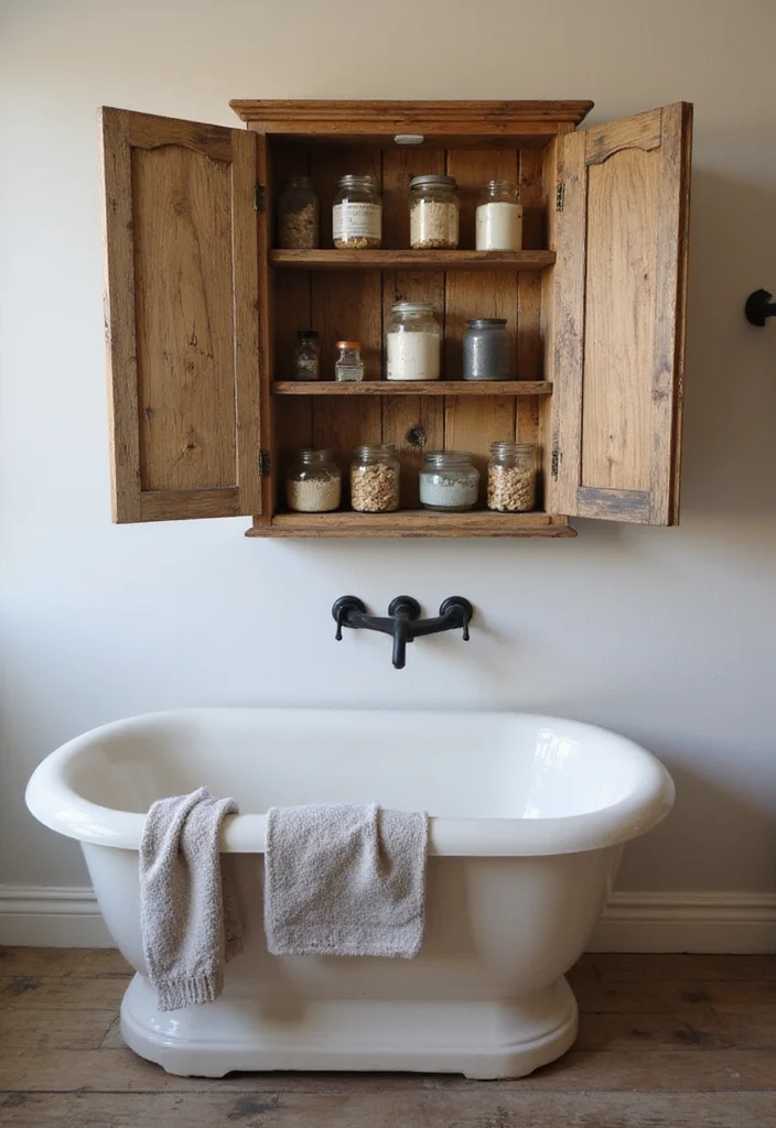 14 Bathroom Medicine Cabinet Ideas With Smart Storage - 1. Recycled Wood Wall-Mounted Cabinet