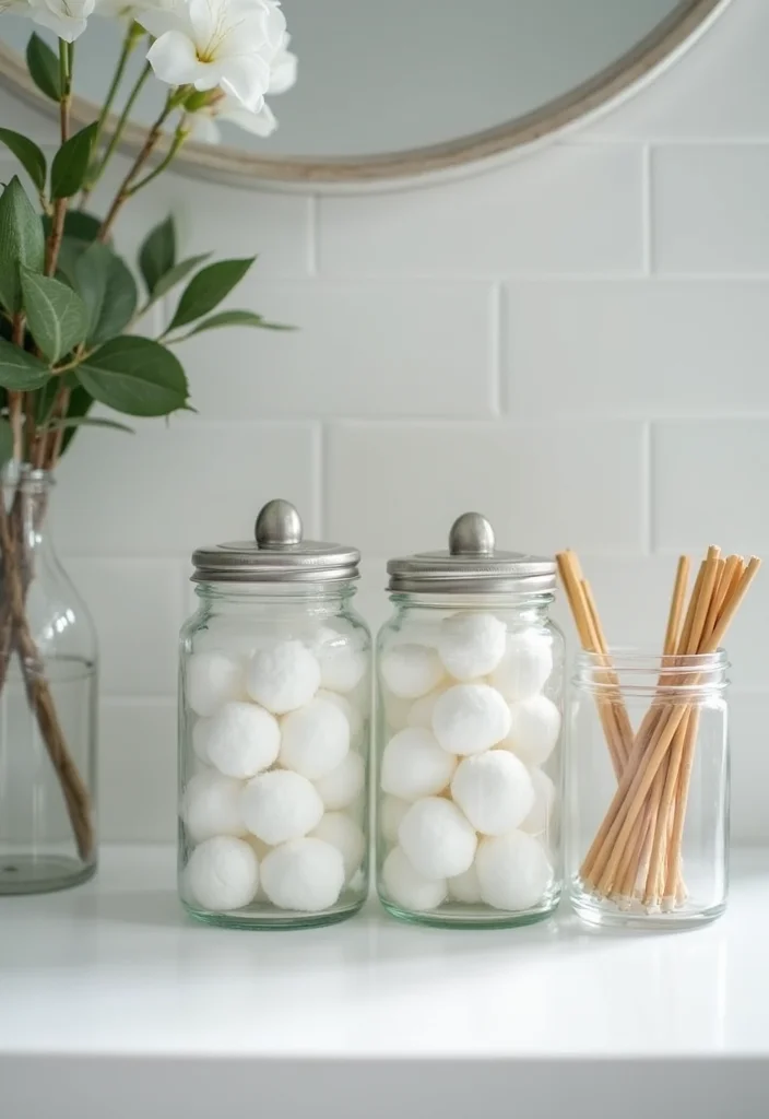 14 Bathroom Medicine Cabinet Ideas With Smart Storage - 5. Glass Jars for Organizing