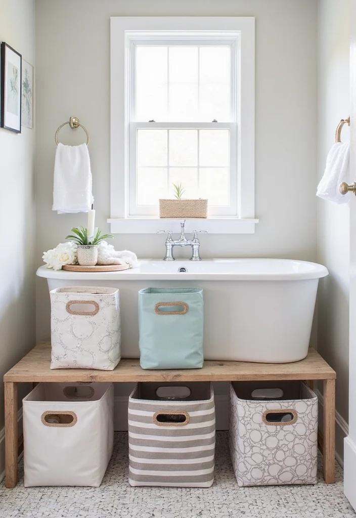 14 Bathroom Medicine Cabinet Ideas With Smart Storage - 9. DIY Fabric Storage Bins