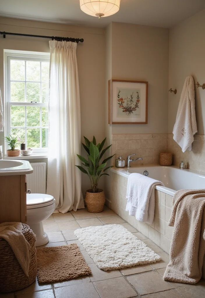 14 Bedroom Bathroom Combo Ideas For Practical Living - 13. Cozy Textiles for Warmth
