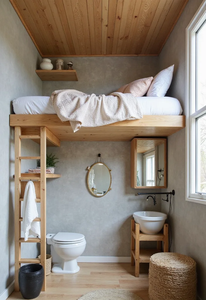 14 Bedroom Bathroom Combo Ideas For Practical Living - 3. Loft Bed with Underneath Bathroom