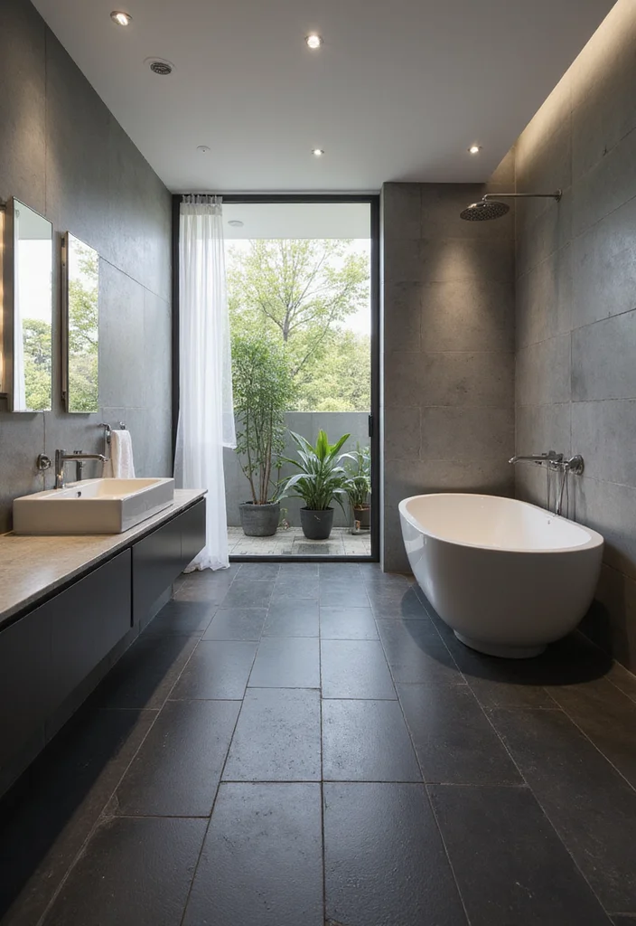14 Black Tile Bathroom Floor Ideas With Bold Style - 4. Large Format Tiles for a Seamless Effect