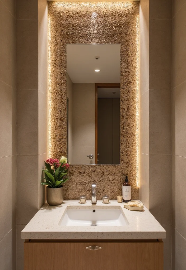14 Brown Tile Bathroom Ideas With Warm Tones - 2. Warm Brown Mosaic Accents