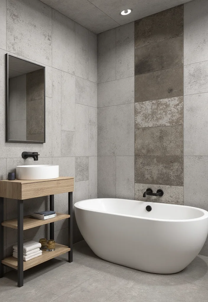 14 Concrete Tile Bathroom Ideas With Industrial Vibe - 10. Textured Concrete Tiles