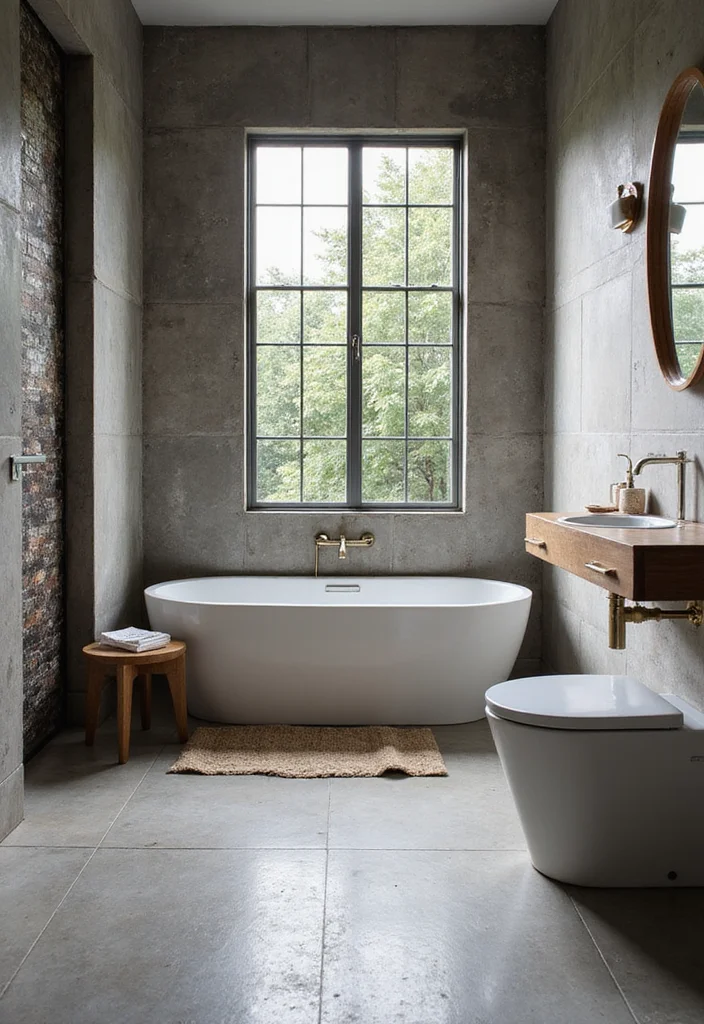 14 Concrete Tile Bathroom Ideas With Industrial Vibe - 8. Concrete Floor Tiles