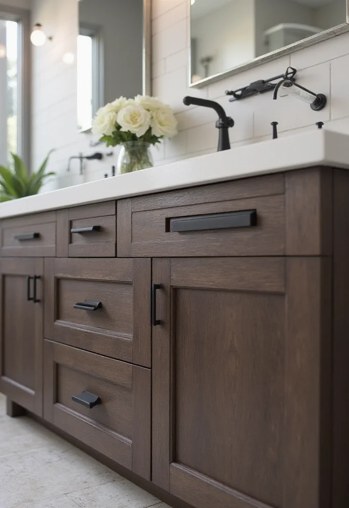 14 Dark Brown Bathroom Cabinet Ideas With Depth - 3. Shaker Style Cabinets