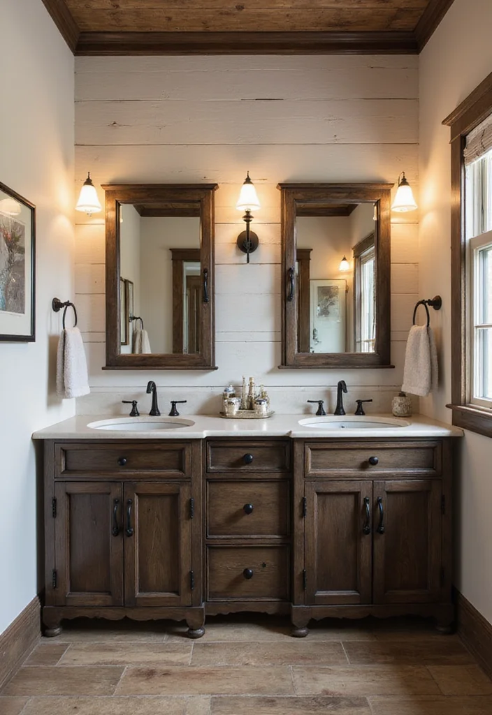 14 Dark Brown Bathroom Cabinet Ideas With Depth - 4. Rustic Barn Door Cabinets