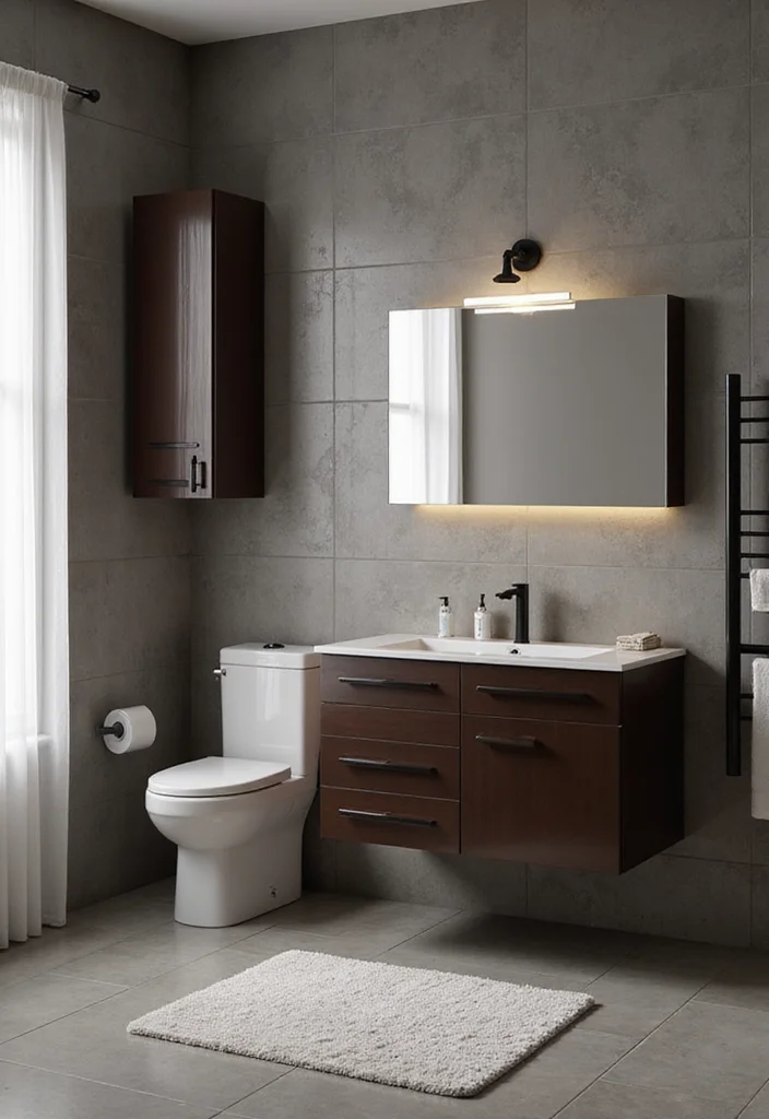 14 Dark Brown Bathroom Cabinet Ideas With Depth - 5. Contemporary Dark Brown Cabinets