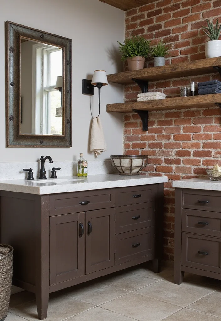 14 Dark Brown Bathroom Cabinet Ideas With Depth - 7. Rustic Industrial Cabinets