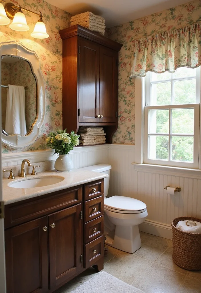 14 Dark Brown Bathroom Cabinet Ideas With Depth - 8. Cottage Style Dark Brown Cabinets