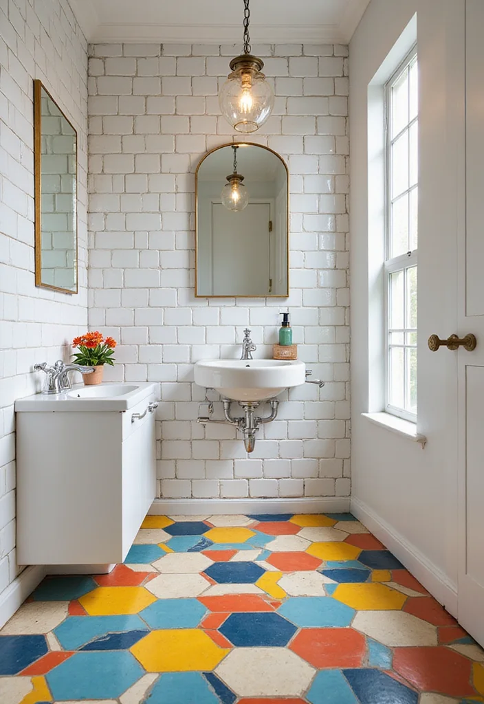 14 Fun Tile Bathroom Ideas With Playful Patterns - 1. Bold Geometric Patterns