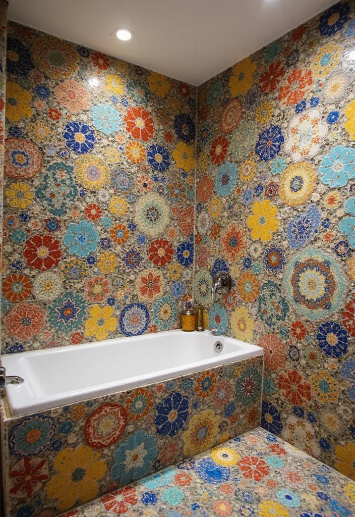 14 Fun Tile Bathroom Ideas With Playful Patterns - 4. Artistic Mosaics