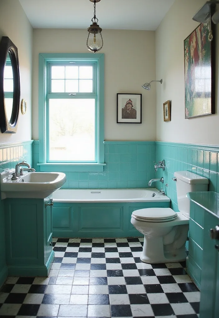 14 Fun Tile Bathroom Ideas With Playful Patterns - 7. Retro Checkerboard Floors