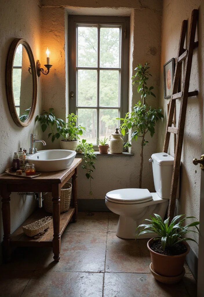 14 Garden Bathroom Ideas With Natural Calm - 9. Vintage Decor Touches