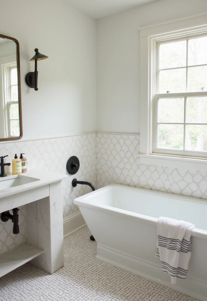 14 Geometric Tile Bathroom Ideas With Modern Flair - 11. Playful Geometric Accents