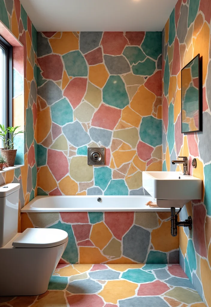 14 Geometric Tile Bathroom Ideas With Modern Flair - 3. Vibrant Mosaic Tiles