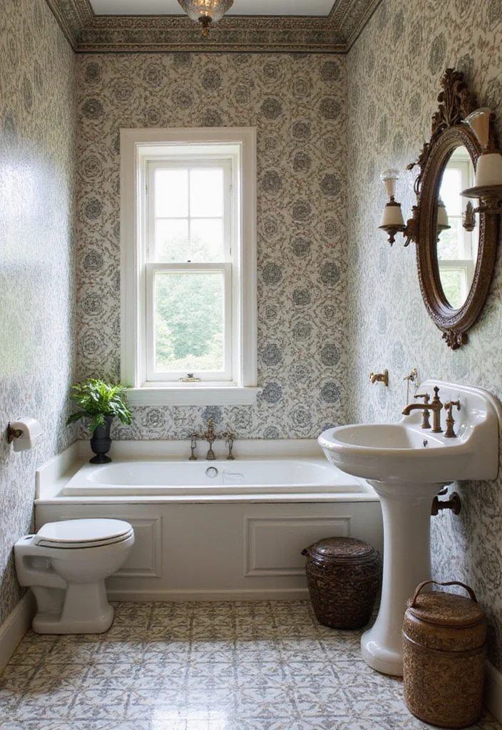 14 Geometric Tile Bathroom Ideas With Modern Flair - 6. Vintage-Inspired Geometric Tiles