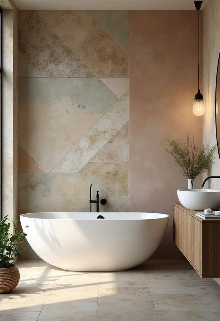 14 Geometric Tile Bathroom Ideas With Modern Flair - 7. Eco-Friendly Recycled Tiles