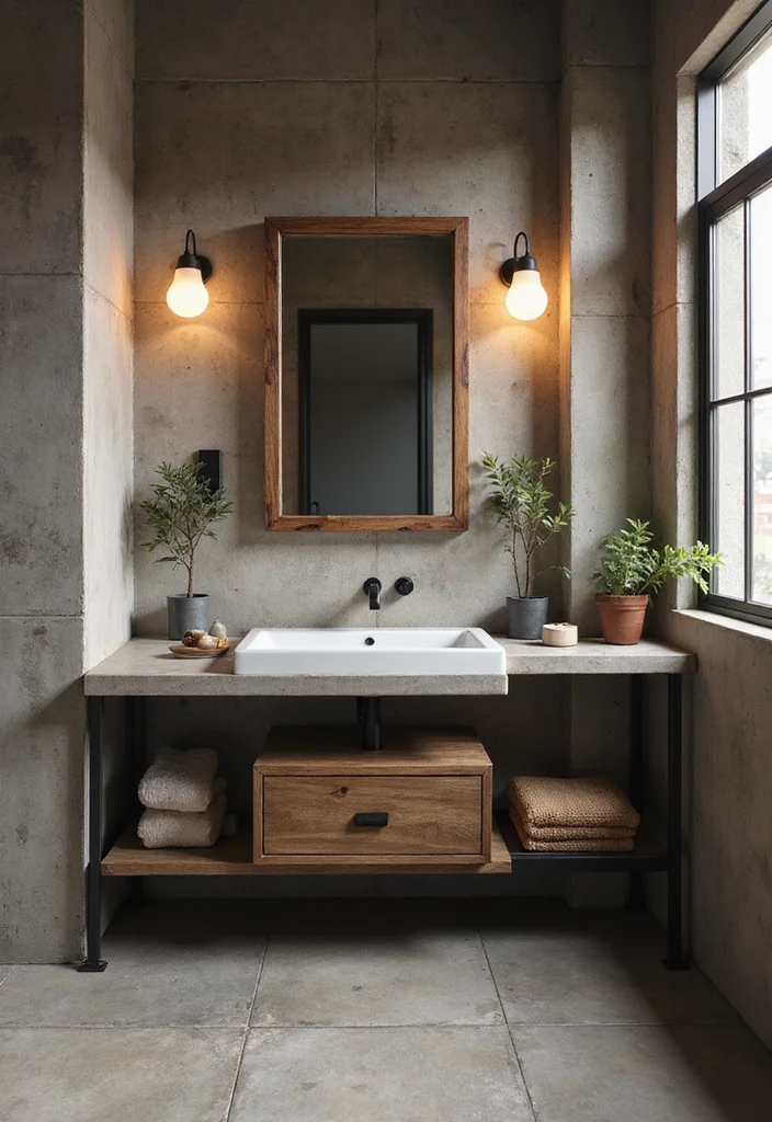 14 L Shaped Bathroom Vanity Ideas That Save Space - 7. Industrial Edge