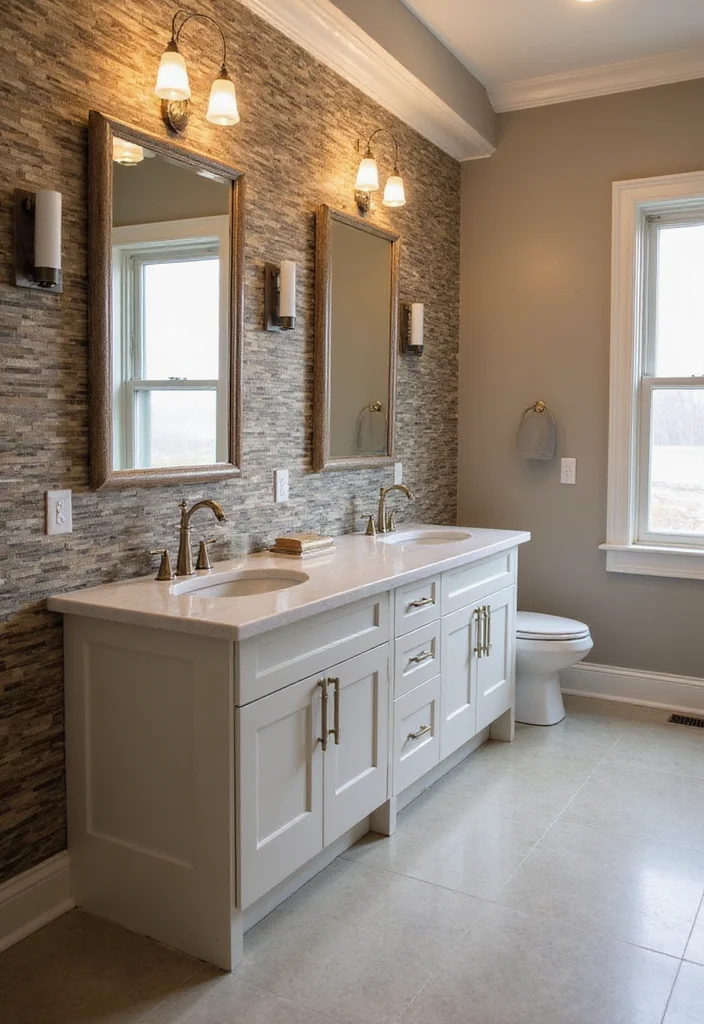 14 L Shaped Bathroom Vanity Ideas That Save Space - 8. Tile and Texture