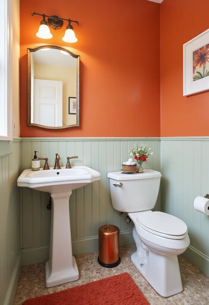 14 Large Half Bathroom Ideas For Open Space - 1. Go for Bold Colors