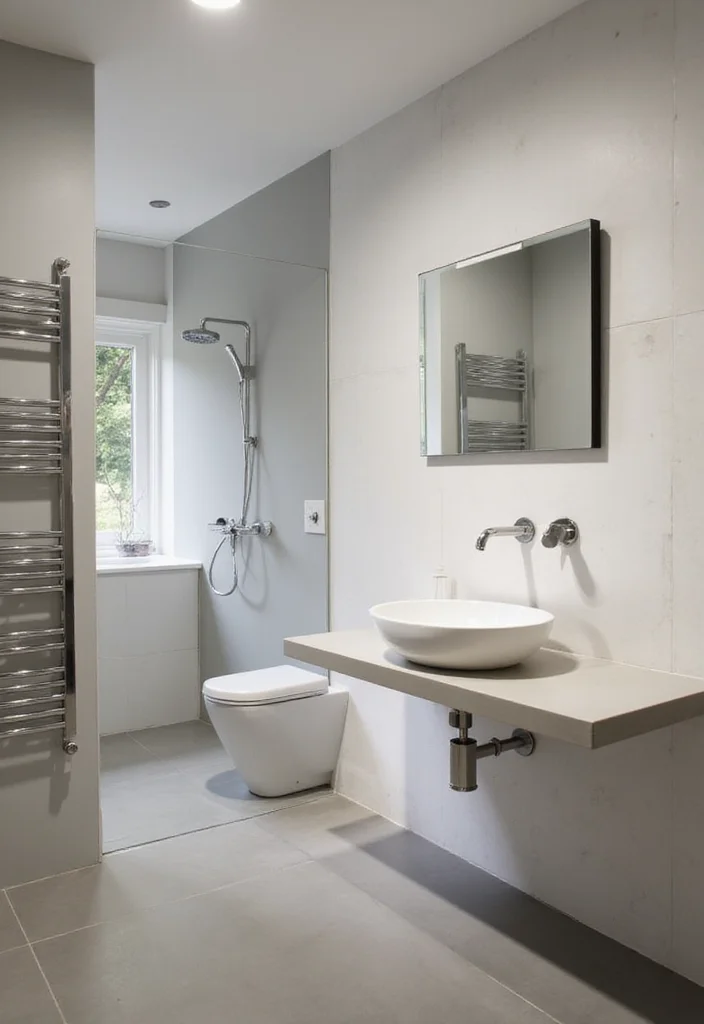 14 Large Half Bathroom Ideas For Open Space - 3. Modern Fixtures for a Sleek Look