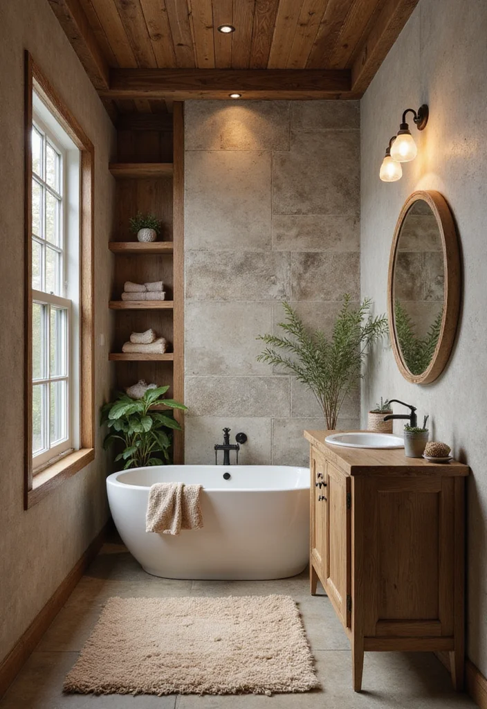 14 Large Half Bathroom Ideas For Open Space - 5. Layered Textures