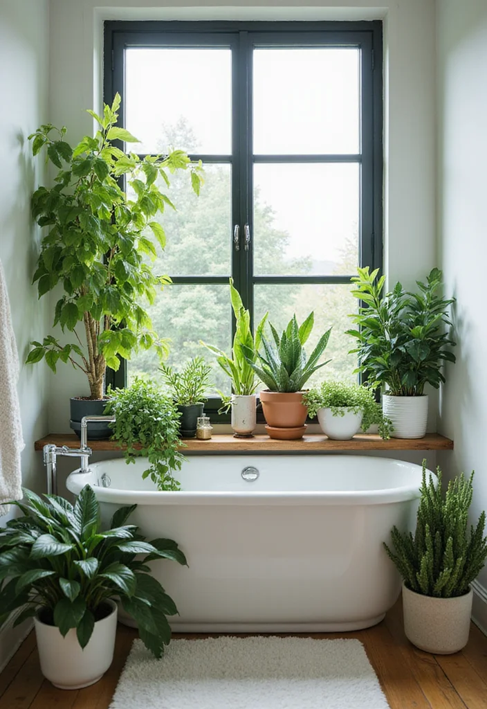14 Large Half Bathroom Ideas For Open Space - 8. Greenery for Freshness
