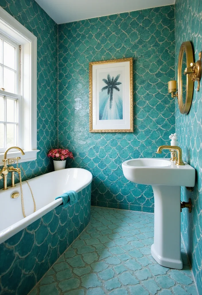 14 Mermaid Tile Bathroom Ideas With Ocean Aesthetic - 2. Scaled Tile Patterns
