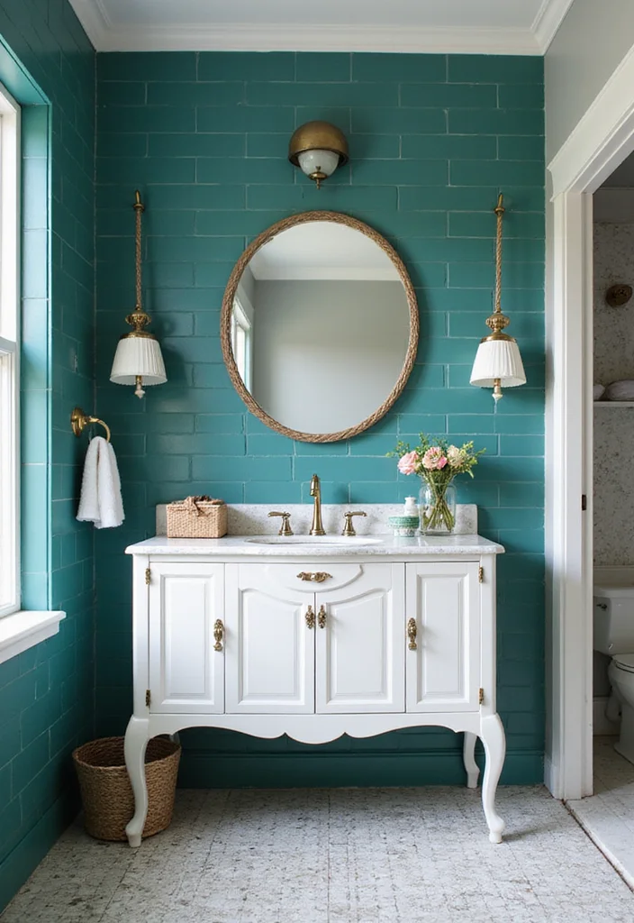 14 Mermaid Tile Bathroom Ideas With Ocean Aesthetic - 4. Bold Teal Enchantment