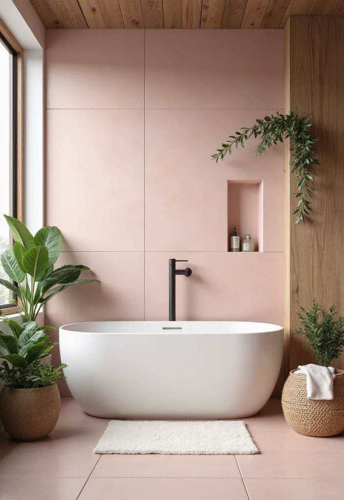 14 Neutral Bathroom Tile Ideas For Calm Interiors - 14. Soft Blush Pink Tiles