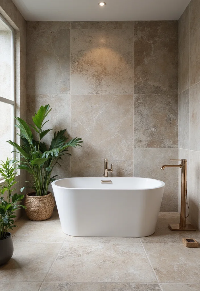 14 Neutral Bathroom Tile Ideas For Calm Interiors - 3. Textured Natural Stone