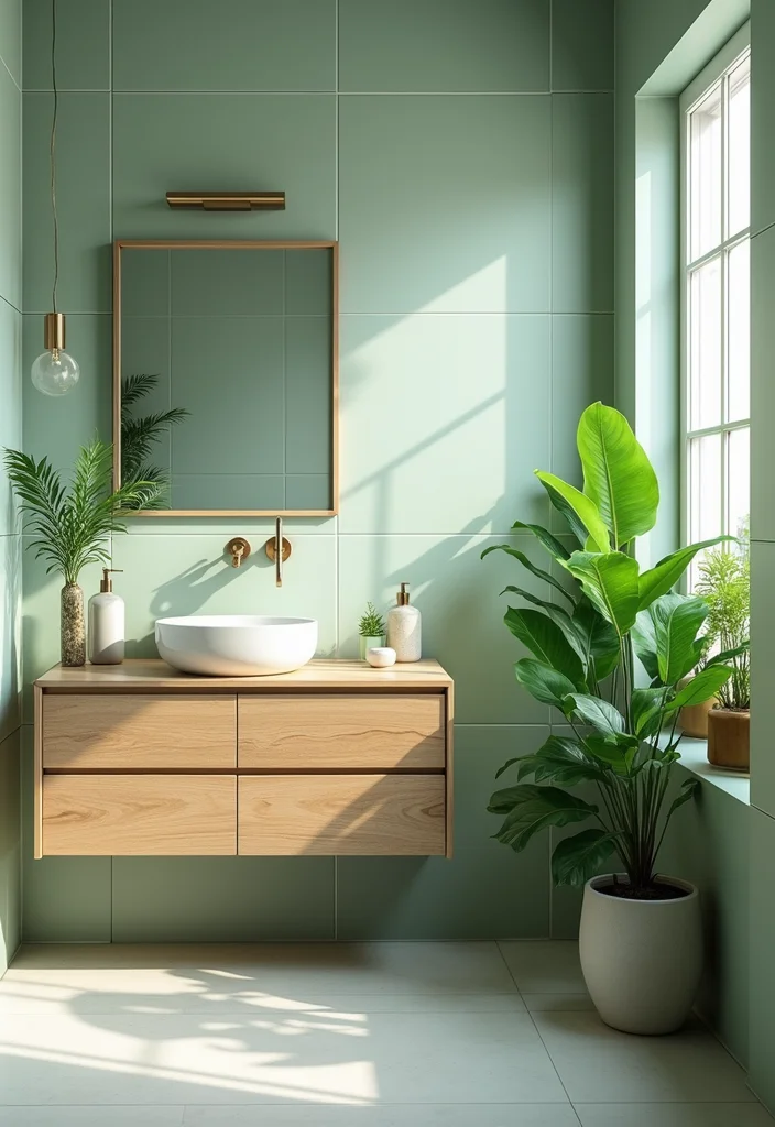 14 Neutral Bathroom Tile Ideas For Calm Interiors - 7. Soft Sage Green Tiles