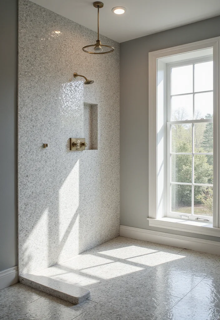 14 Penny Tile Bathroom Ideas With Timeless Texture - 12. Open Concept Showers with Penny Tiles