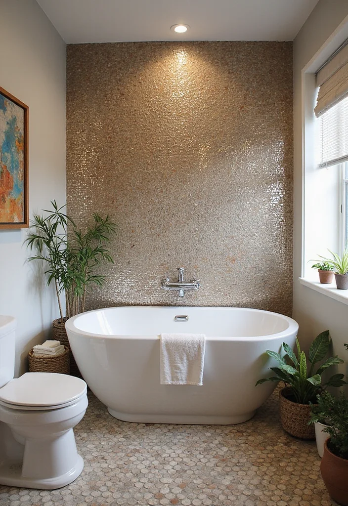 14 Penny Tile Bathroom Ideas With Timeless Texture - 14. Combining Different Sizes and Shapes