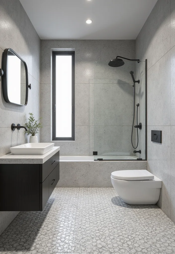 14 Penny Tile Bathroom Ideas With Timeless Texture - 4. Modern Minimalism
