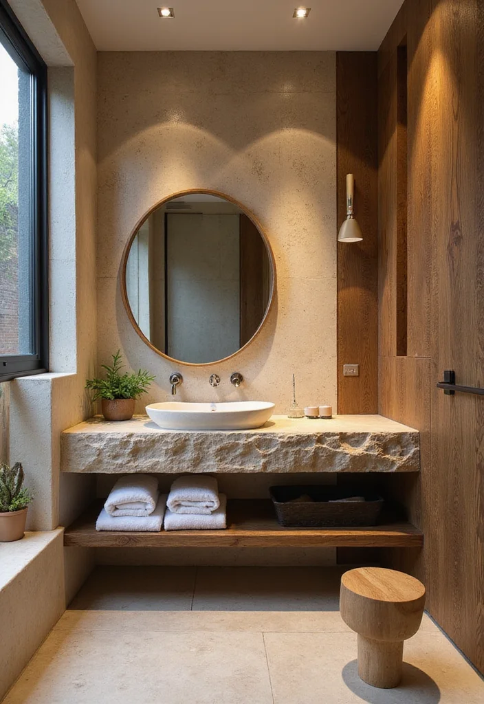 14 Primary Bathroom Vanity Ideas For Dream Homes - 11. Natural Stone Beauties