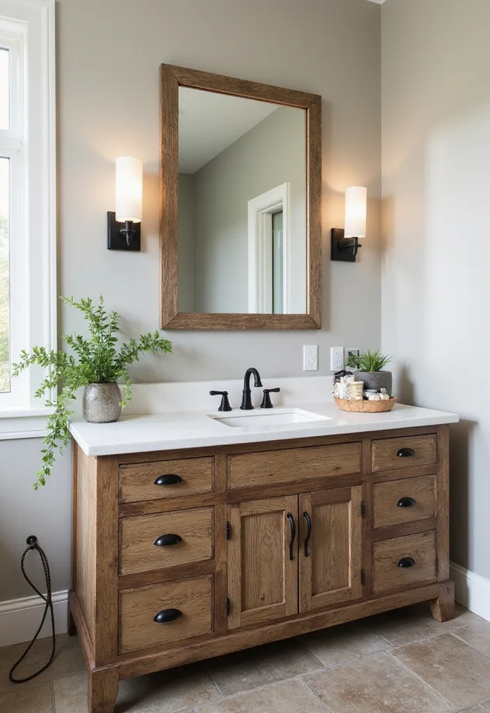 14 Primary Bathroom Vanity Ideas For Dream Homes - 7. Farmhouse Charm with a Modern Twist