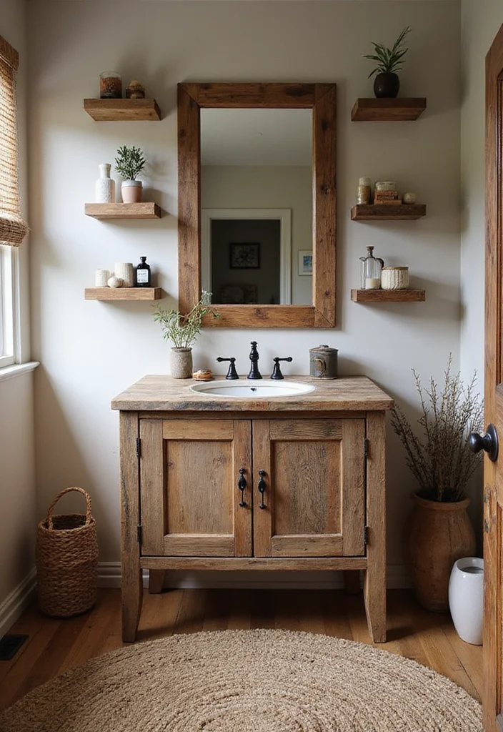 14 Rustic Bathroom Ideas With Cozy Character - 1. Reclaimed Wood Accents