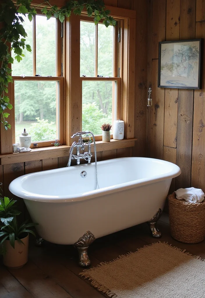 14 Rustic Bathroom Ideas With Cozy Character - 2. Vintage Bathtubs