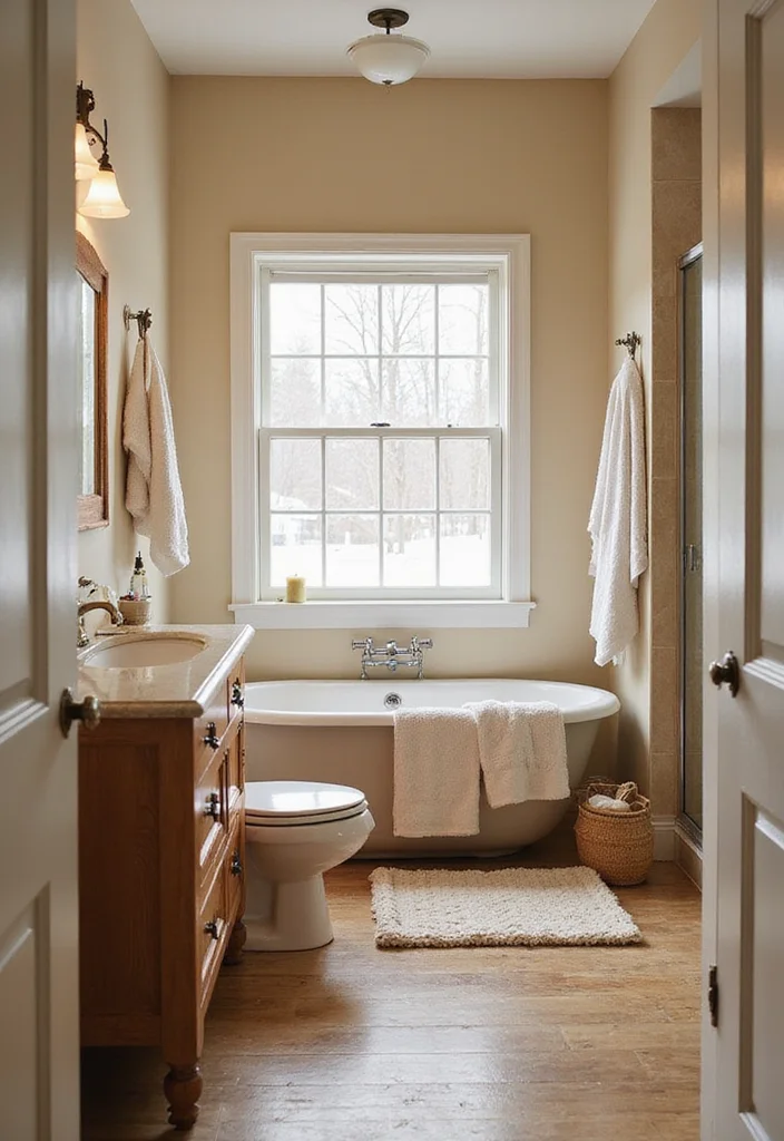 14 Rustic Bathroom Ideas With Cozy Character - 4. Cozy Textiles
