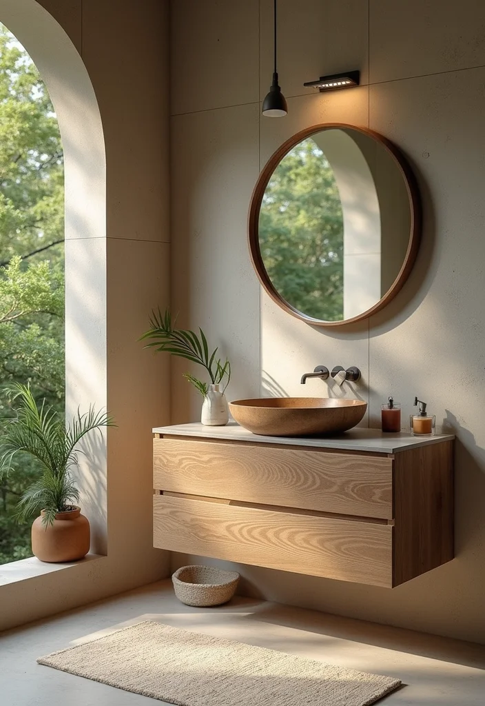 14 Sink On Top Vanity Bathroom Ideas With Modern Look - 12. Eco-Friendly Vanity with Recycled Materials