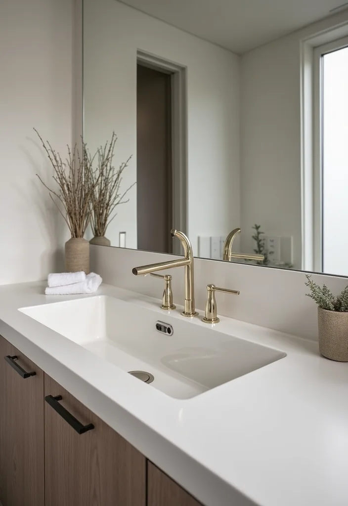 14 Sink On Top Vanity Bathroom Ideas With Modern Look - 4. Minimalist Vanity with Undermount Sink