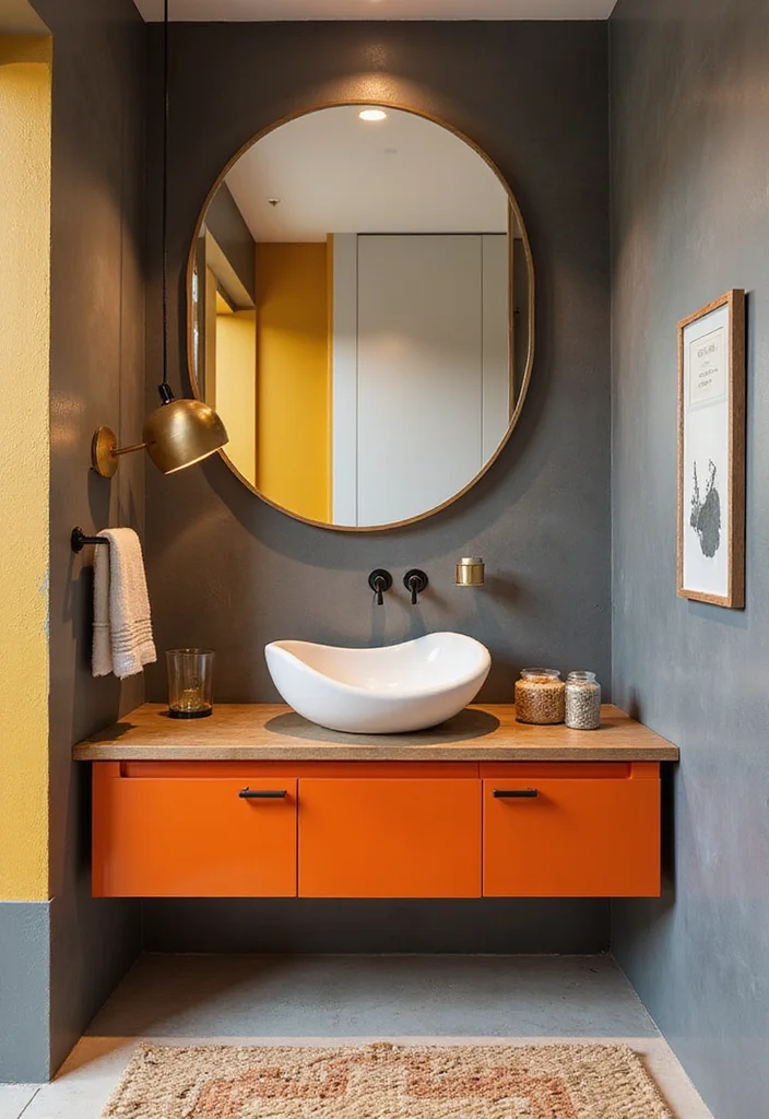 14 Sink On Top Vanity Bathroom Ideas With Modern Look - 8. Artistic Vanity with Unique Sink Shape