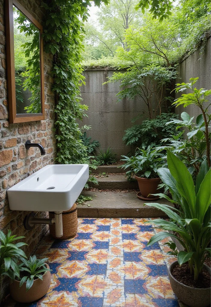 14 Star Tile Bathroom Ideas With Whimsical Style - 14. Star-Tiled Outdoor Bathrooms