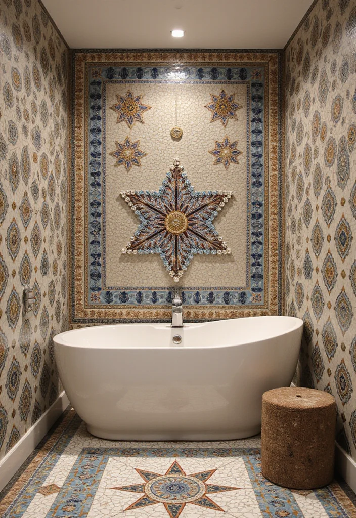 14 Star Tile Bathroom Ideas With Whimsical Style - 6. Starry Mosaics