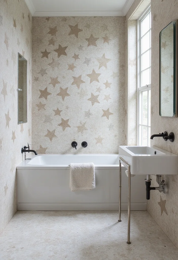 14 Star Tile Bathroom Ideas With Whimsical Style - 9. Layered Star Tile Layouts